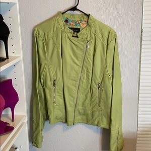 Mint green leather jacket